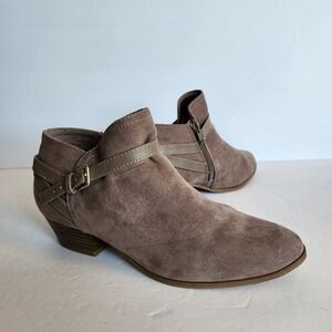OLD NAVY Ankle Boot Womens 7.5 Dark Taupe Faux Suede Ankle Strap Boho Bohemian